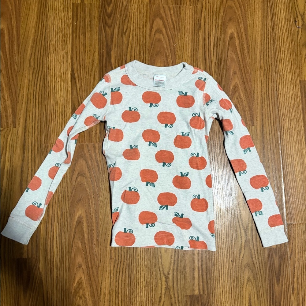 Hanna Anderson Pumpkin Long Sleeve Snug Fit Organic Cotton Pajama Top Size 6-7